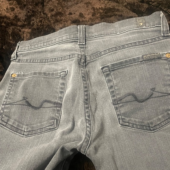 7 for all mankind Low-Mid Rise Skinny Jeans Copped Raw Hem Gray Faded Black - Picture 9 of 12